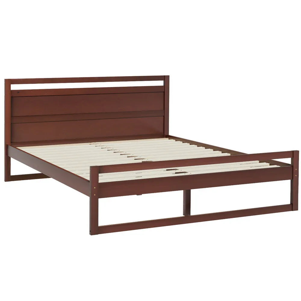 Artiss Bed Frame Double Size Wooden Walnut WITTON - Mekamart Australia