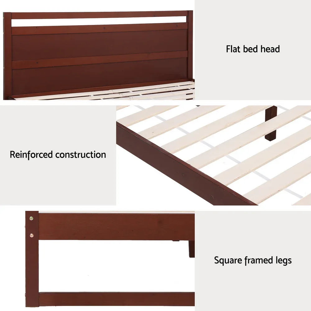 Artiss Bed Frame Double Size Wooden Walnut WITTON - Mekamart Australia