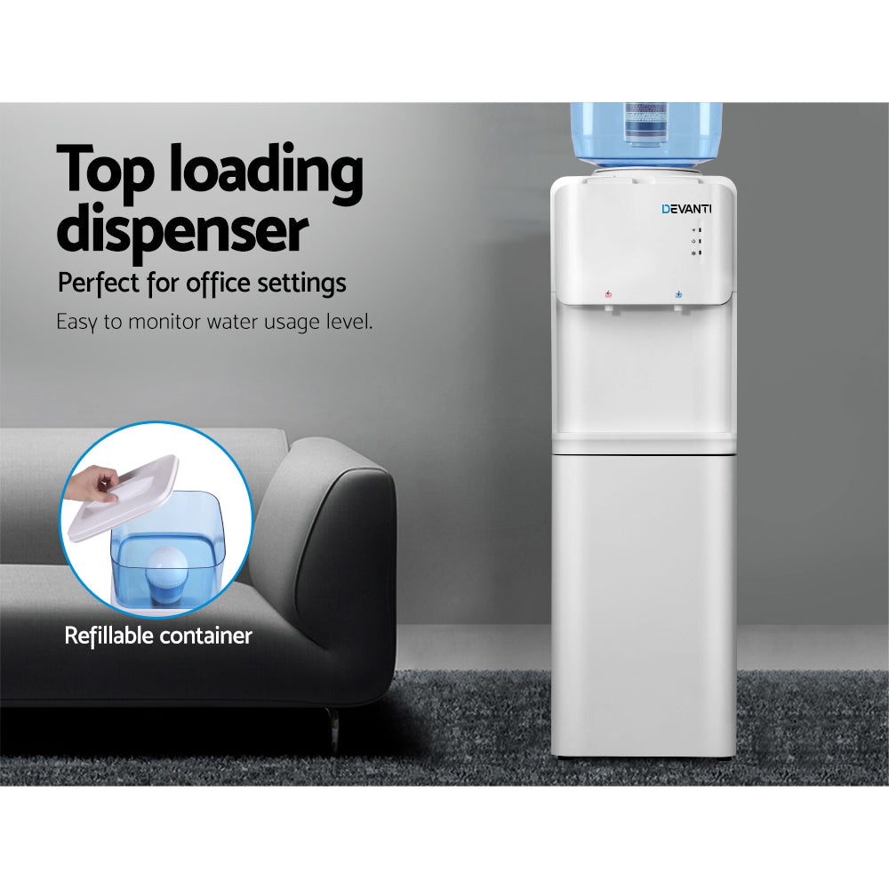 Devanti Water Cooler Dispenser Stand 22L Bottle White w/2 Filter