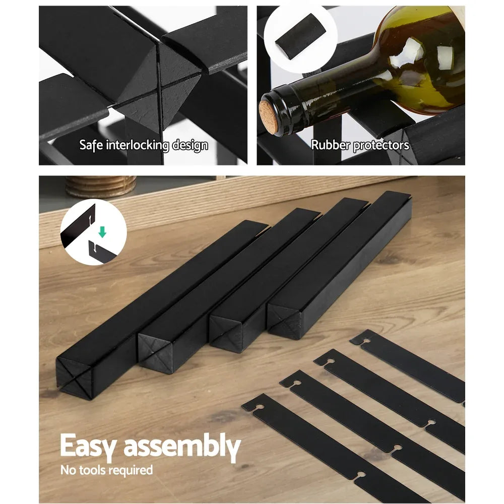 Artiss Wine Rack 42 Bottle Black - Mekamart Australia