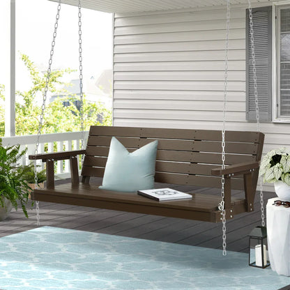 Gardeon Porch Swing Chair with Chain Outdoor Furniture 3 Seater Bench Wooden Brown - Mekamart Australia
