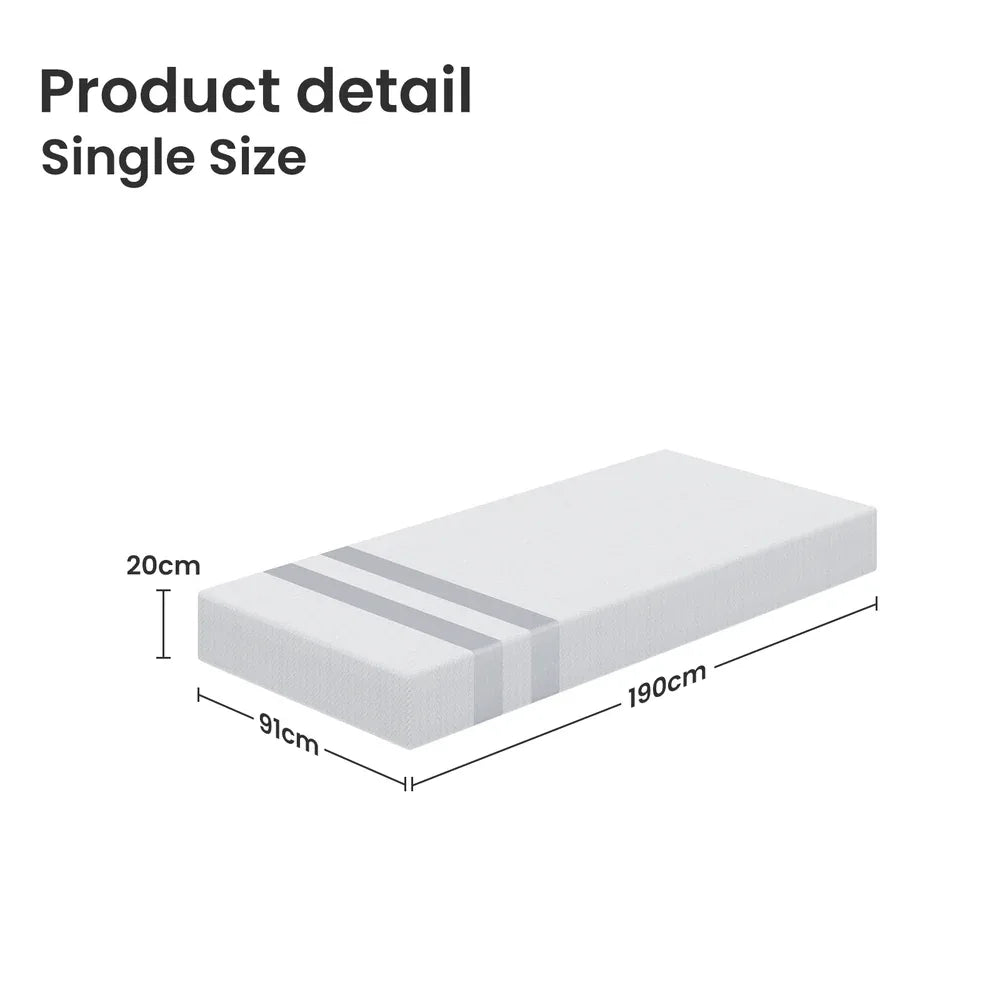 BedStory Single Memory Foam Mattress 20cm Cooling Gel Foam Mattress in a Box Medium Soft Feel
