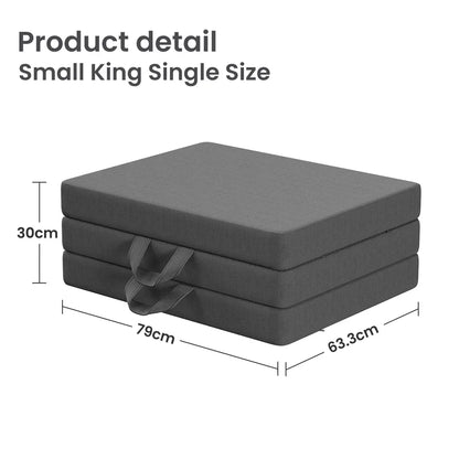 BedStory Folding Mattress Small King Single Trifold Mattress Firm Support Foam Washable Cover 10cm